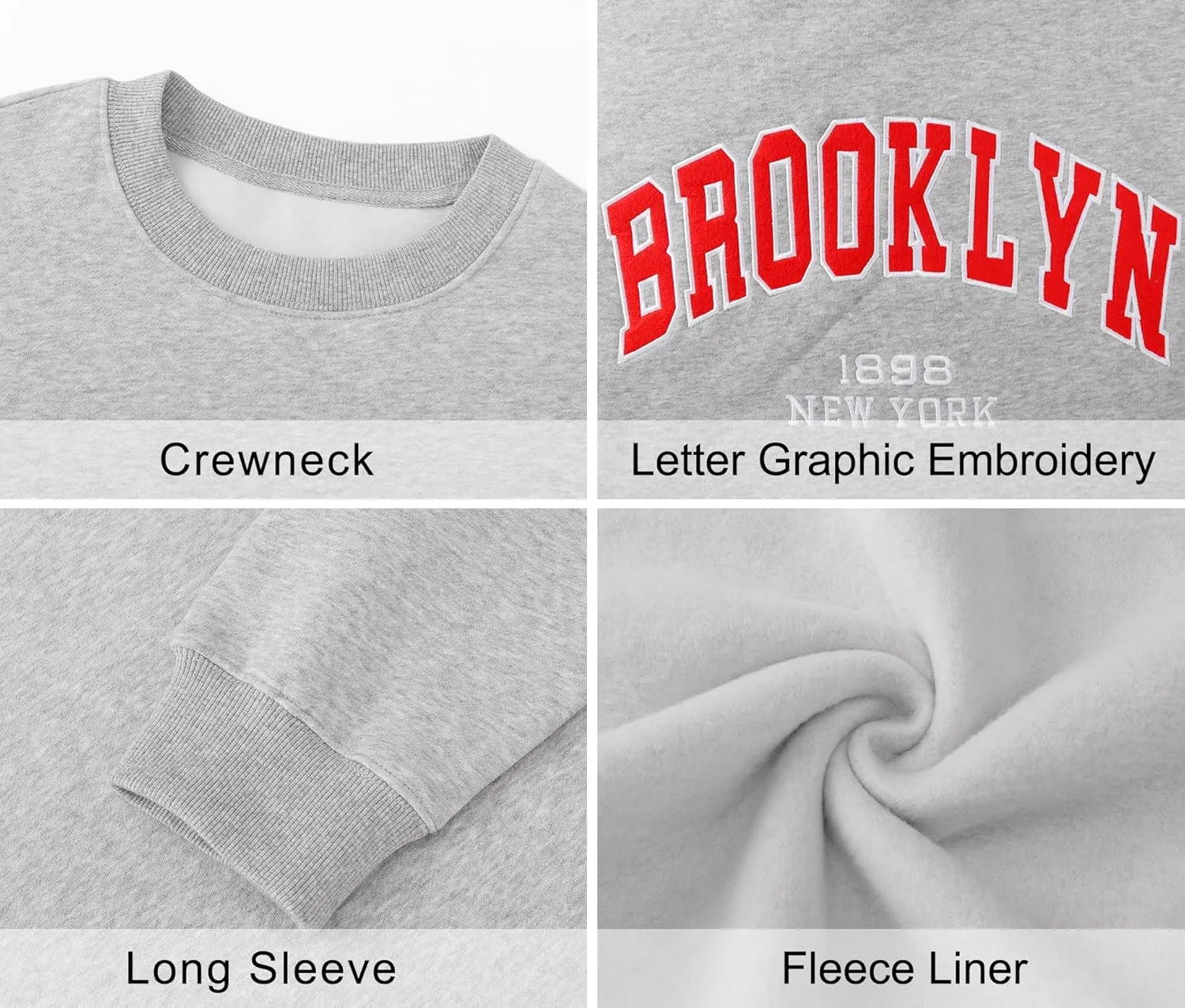 LOMON Oversized Sweatshirt for Women Crewneck Long Sleeve Casual Fleece Tops Graphic Hoodies Pullover Sweater