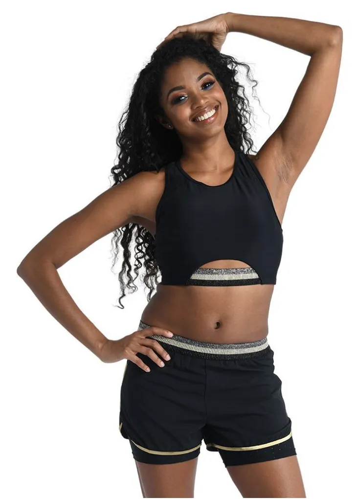 Lurex Trimmed Racer Crop - Adult