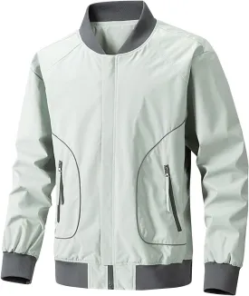 Men's Bomber Jacket Lightweight Casual Softshell Flight Jacket Slim Fit Varsity Jacket Zip Up Windbreaker with Pocket