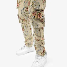 MENS COPPER RIVET TAPESTRY CARGO PANT (KHAKI)