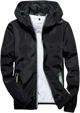 Men's Jacket Fashion Rain Jacket Windbreaker Lightweight Shell Raincoat With Hood Golf Hiking Travel, M-7XL