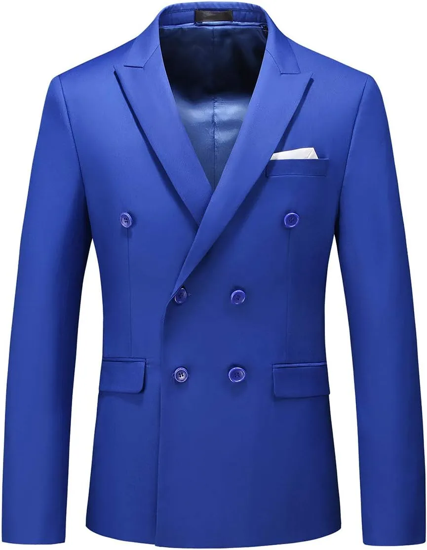 Mens Suit Jacket Double Breasted Blazer Men Slim Fit Casual Prom Wedding Daily Tux Suit Coats Blazer
