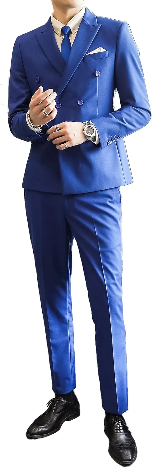 Mens Suit Jacket Double Breasted Blazer Men Slim Fit Casual Prom Wedding Daily Tux Suit Coats Blazer