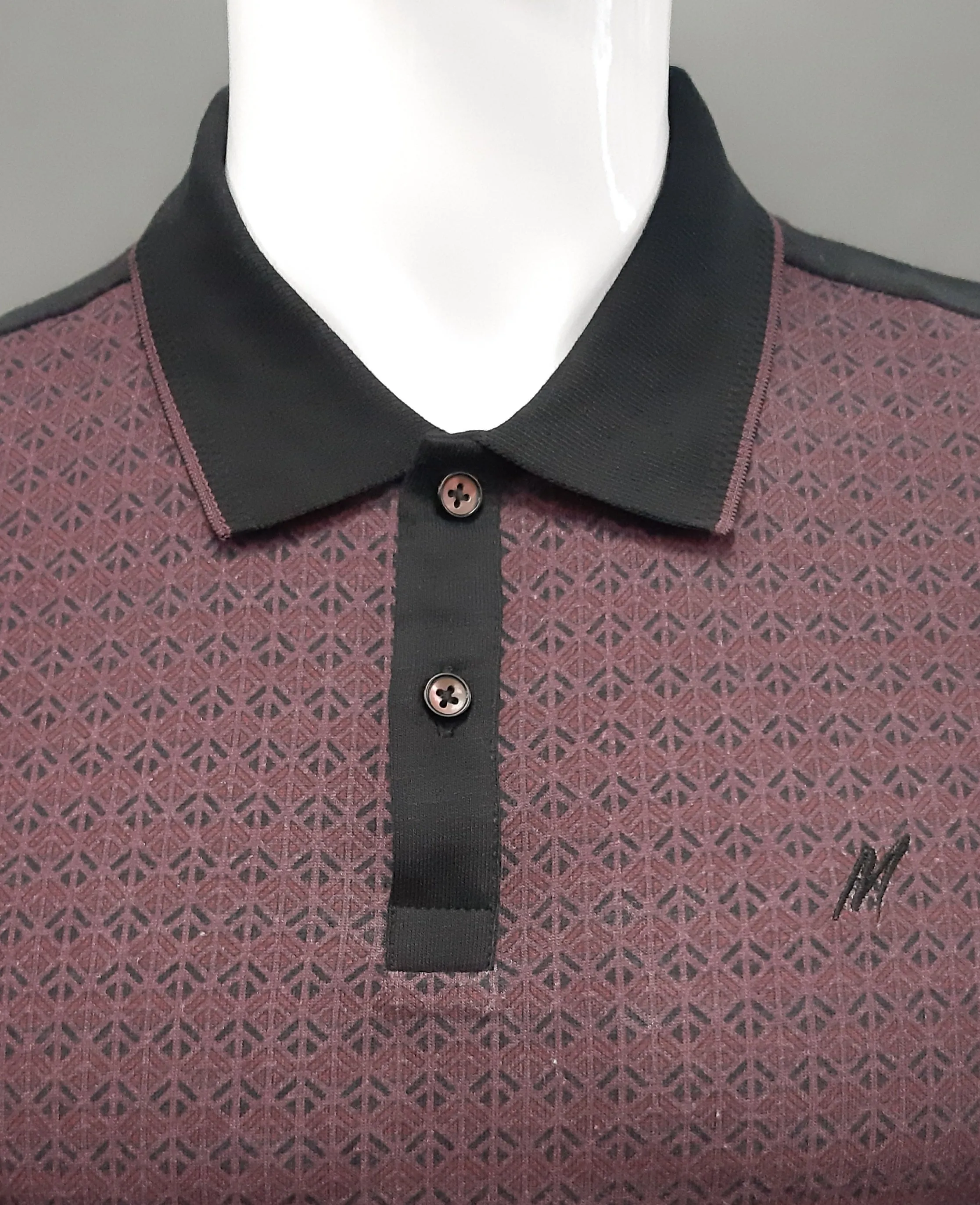 Mish Mash Diablo Diamond Print Polo Shirt - Wine