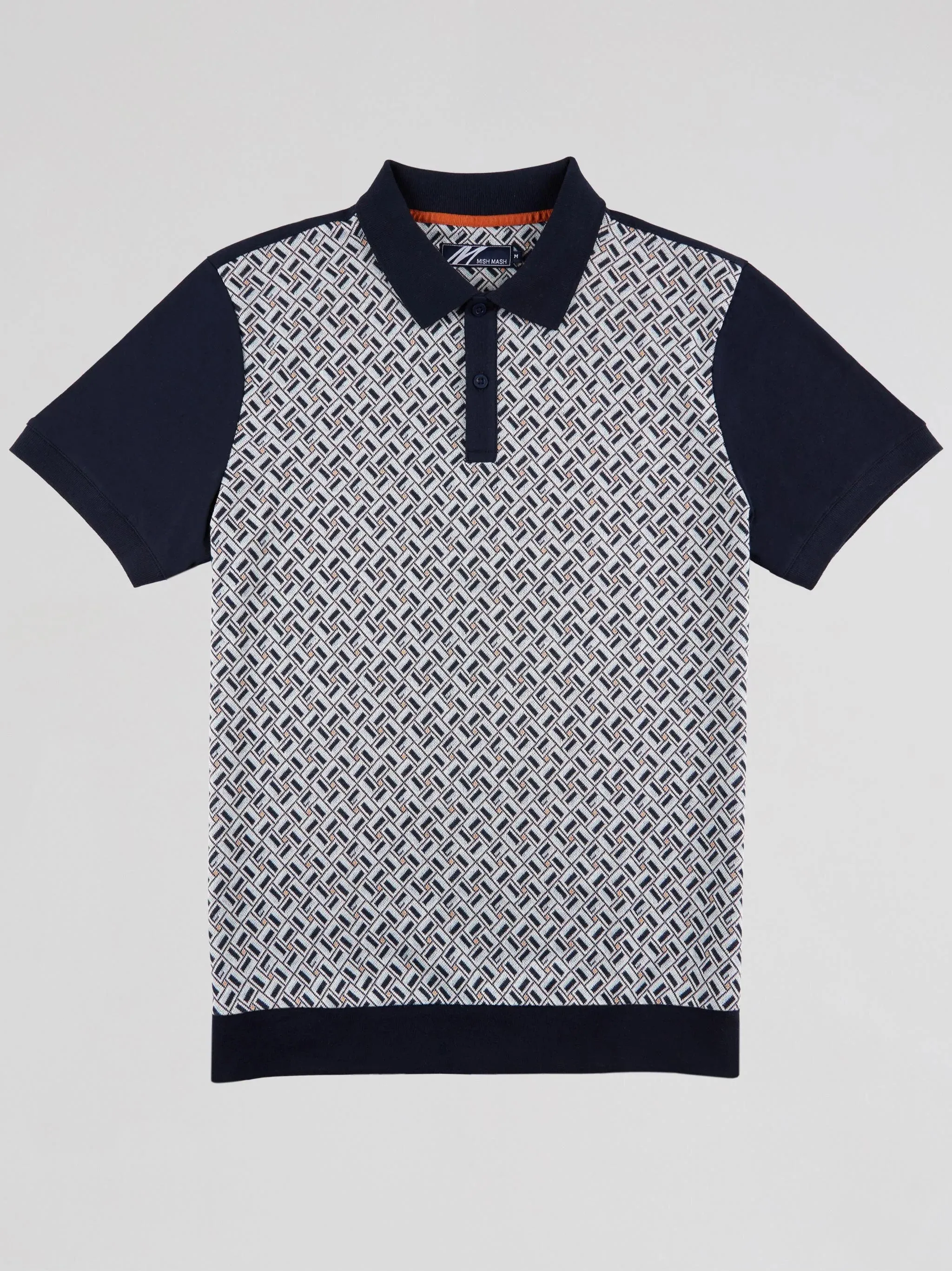 Mish Mash Heron Jacquard Jersey Polo Shirt - Navy