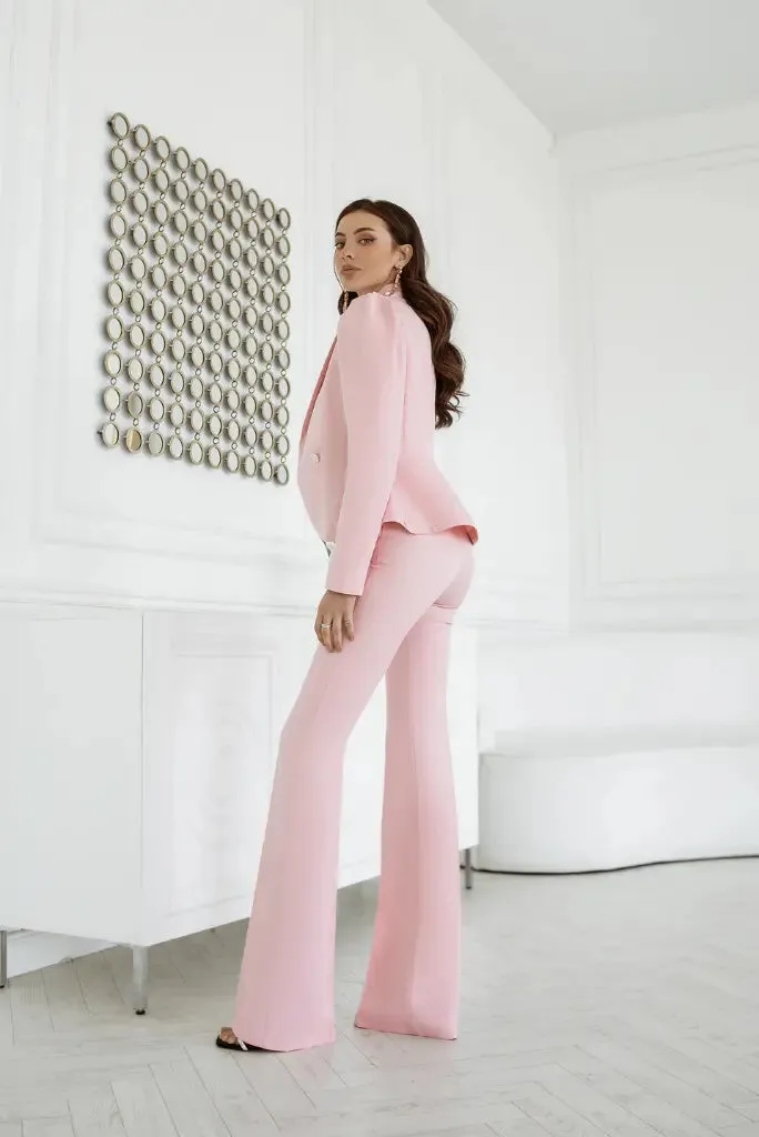 Misty Rose Pink Double Breasted 2 Piece Suit for Women, Classic Suit for Event and Party