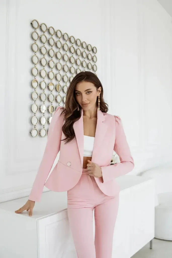 Misty Rose Pink Double Breasted 2 Piece Suit for Women, Classic Suit for Event and Party