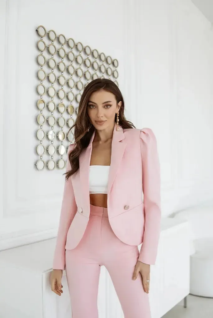 Misty Rose Pink Double Breasted 2 Piece Suit for Women, Classic Suit for Event and Party