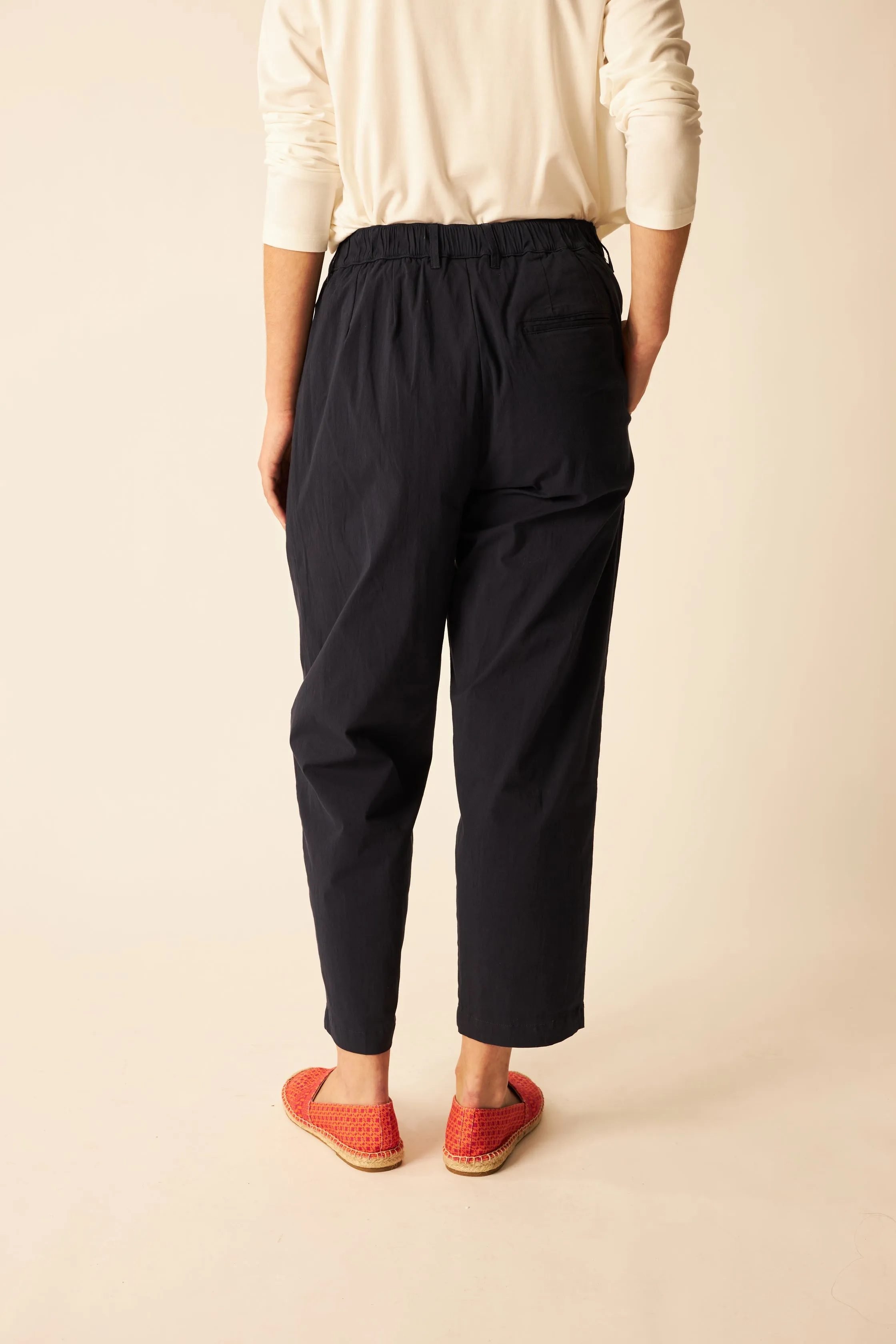 Navy High-Waisted Tapered Pants