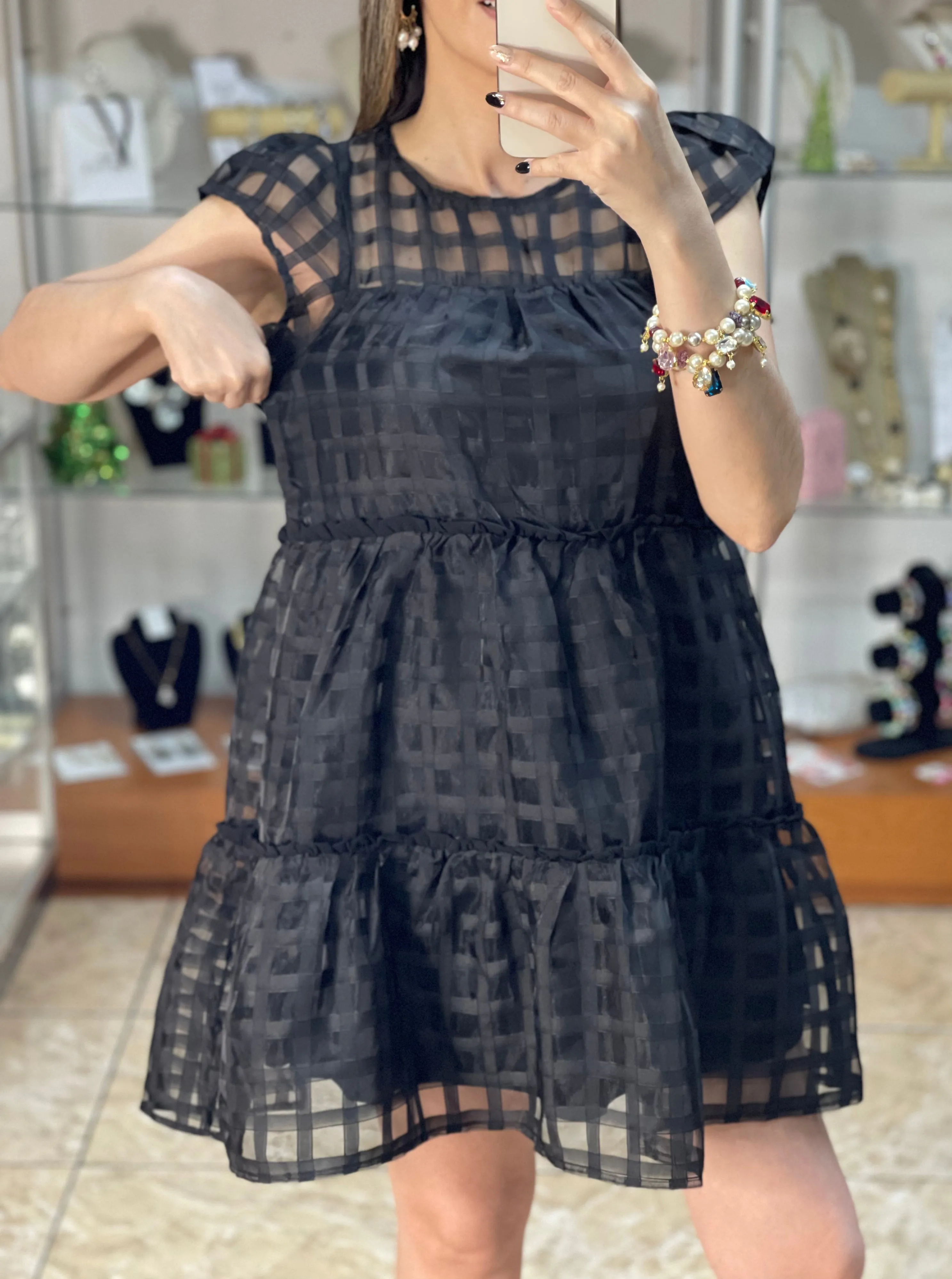 Organza Little Black Dress
