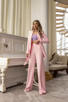 Pink Belted Double Breasted Suit 2-Piece