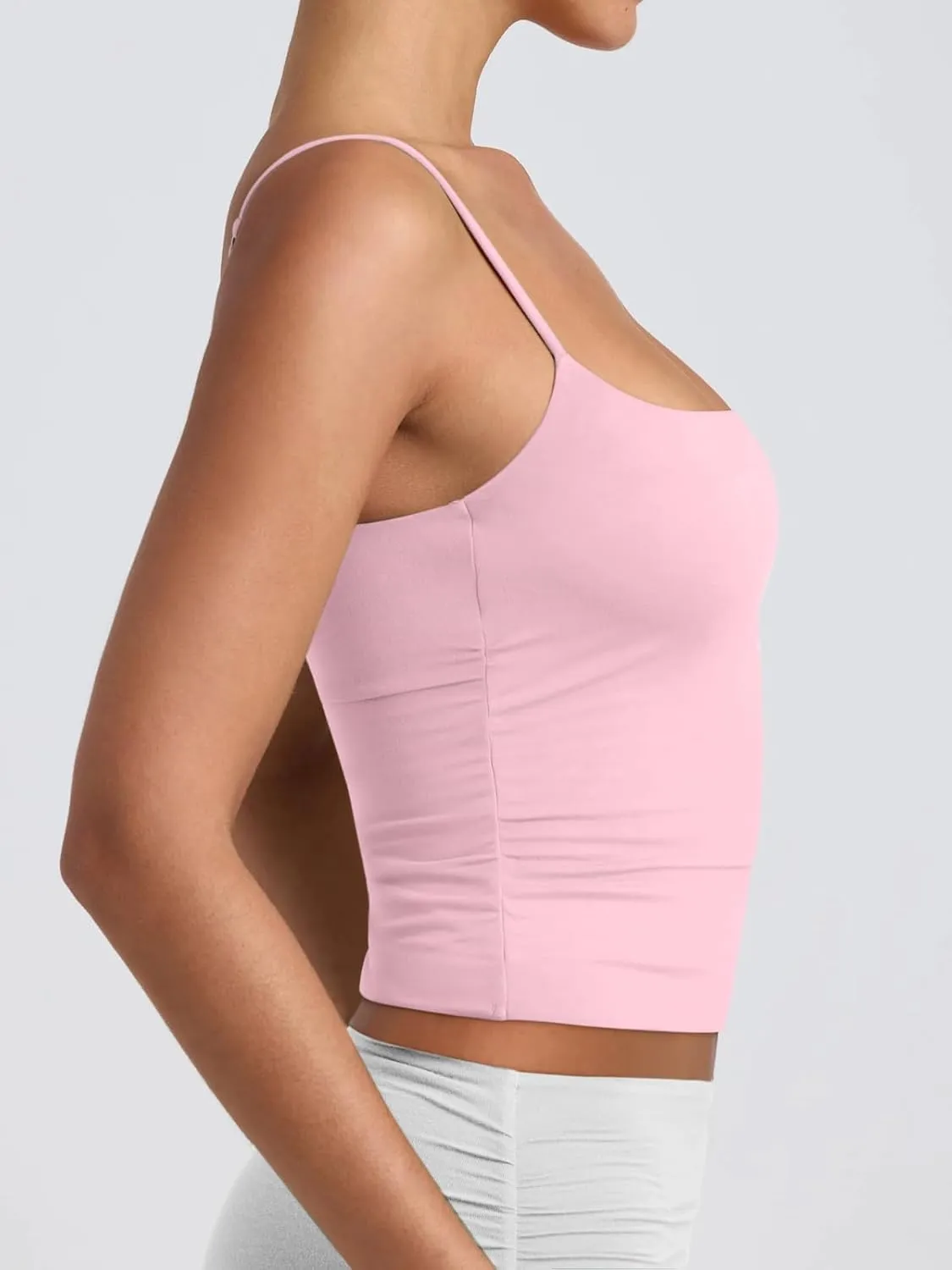 PINKMSTYLE Women's Basic Double Lined Scoop Neck Tank Tops Adjustable Cami Tank Summer Sleeveless Tops