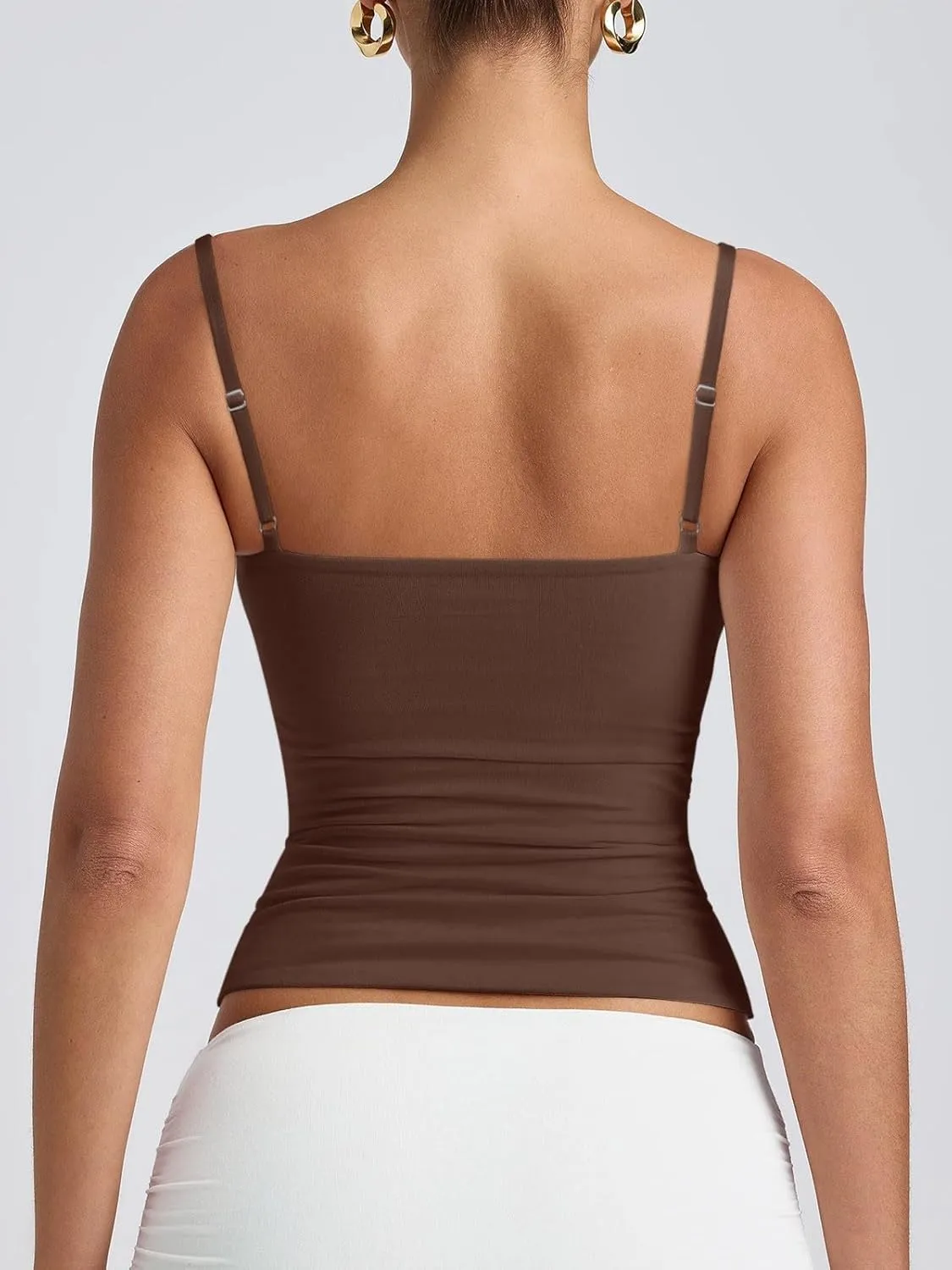 PINKMSTYLE Women's Basic Double Lined Scoop Neck Tank Tops Adjustable Cami Tank Summer Sleeveless Tops