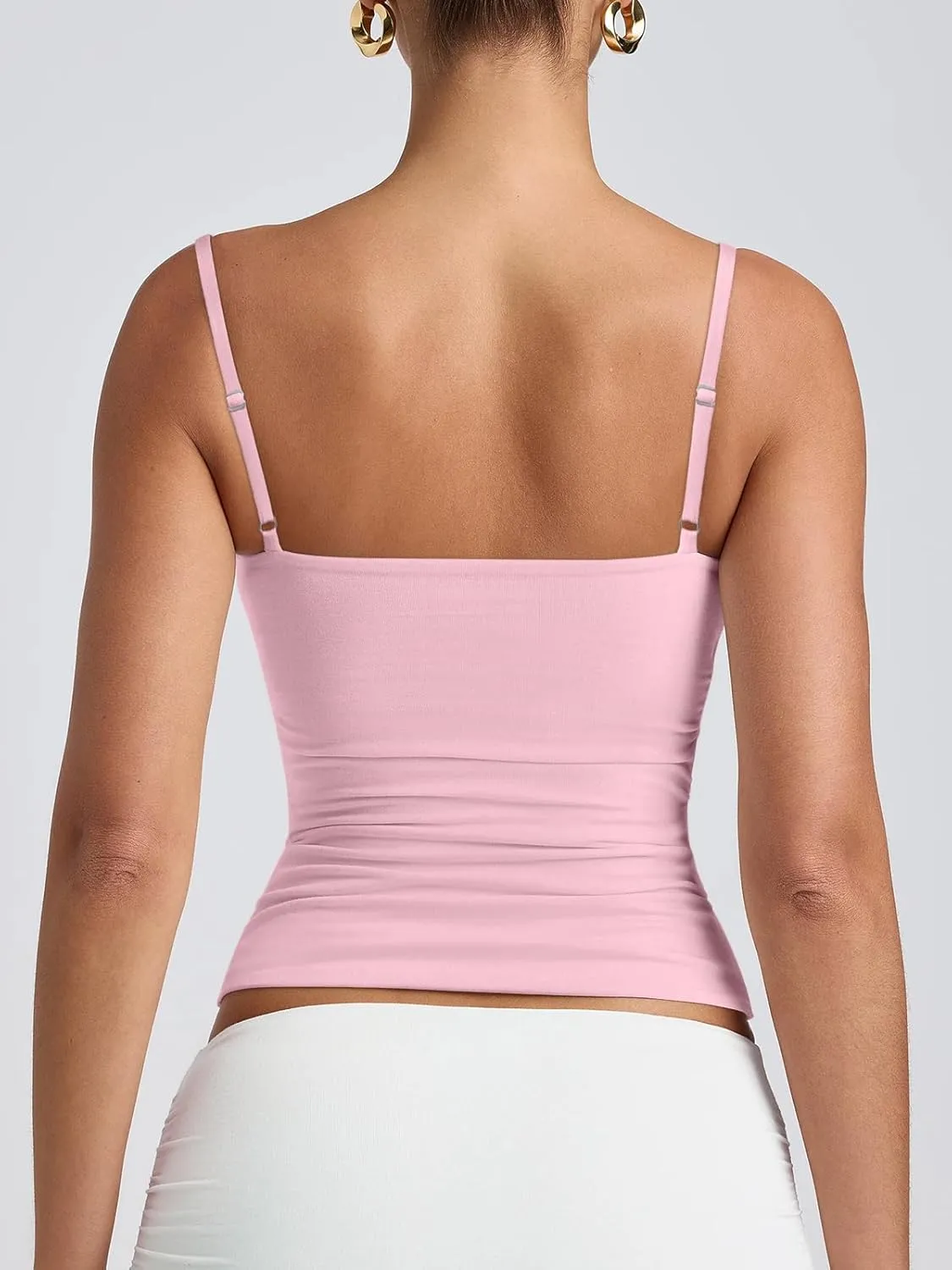 PINKMSTYLE Women's Basic Double Lined Scoop Neck Tank Tops Adjustable Cami Tank Summer Sleeveless Tops