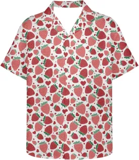 PinUp Angel Men's Short Sleeve Hawaiian Shirt Tropical Print Casual Button Down Aloha Shirt for Holiday Travel