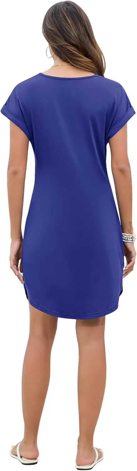 PLOKNRD Women's Casual Dress Summer Short Sleeve T-Shirt Dress Crew Neck Basic Dresses 2025