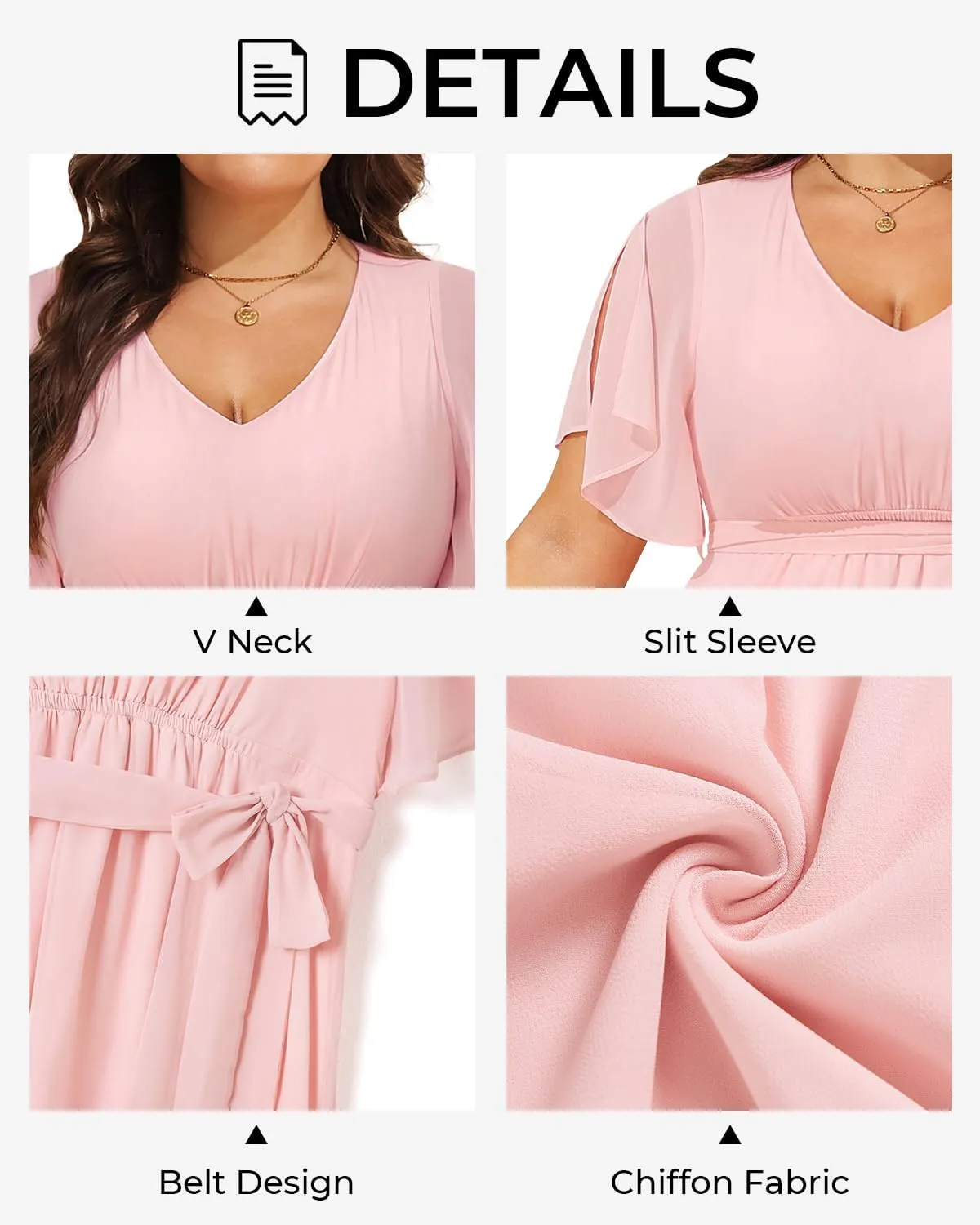 Plus Size Dresses Wedding Guest - Formal Cocktail Chiffon V Neck Short Sleeve High Low Dress Curvy Women