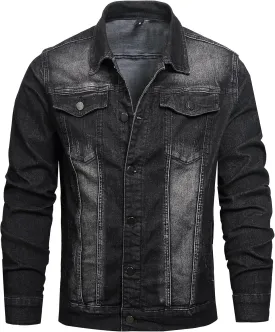 QIMYUM Jean Jacket For Men, Distressed Slim Denim Jacket