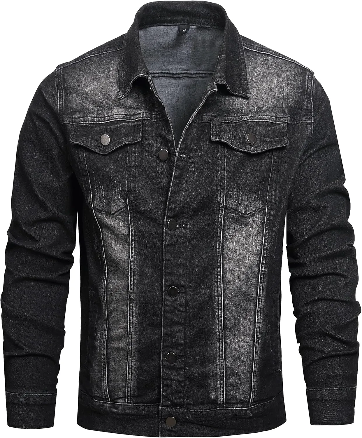 QIMYUM Jean Jacket For Men, Distressed Slim Denim Jacket