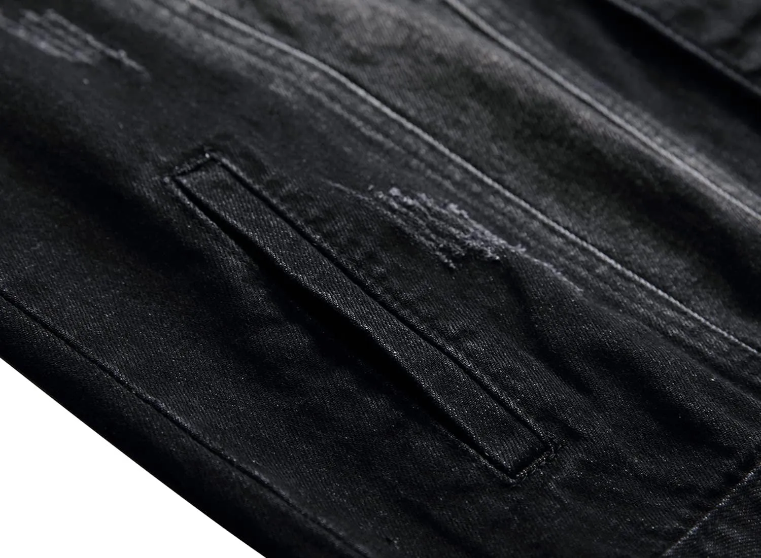 QIMYUM Jean Jacket For Men, Distressed Slim Denim Jacket