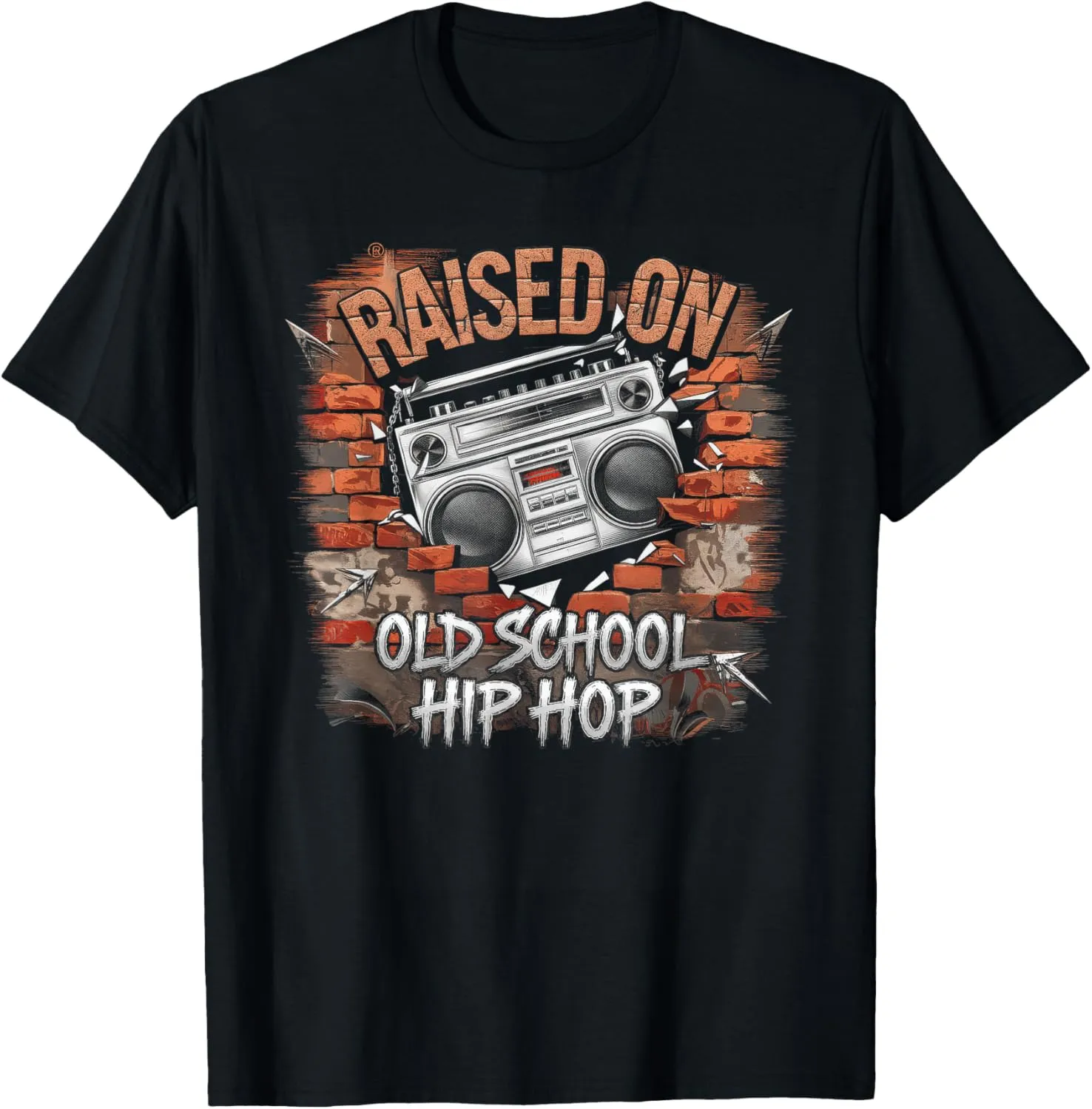 RAISED ON OLD SCHOOL Graffiti Rap HIP HOP Tshirt Cassette T-Shirt