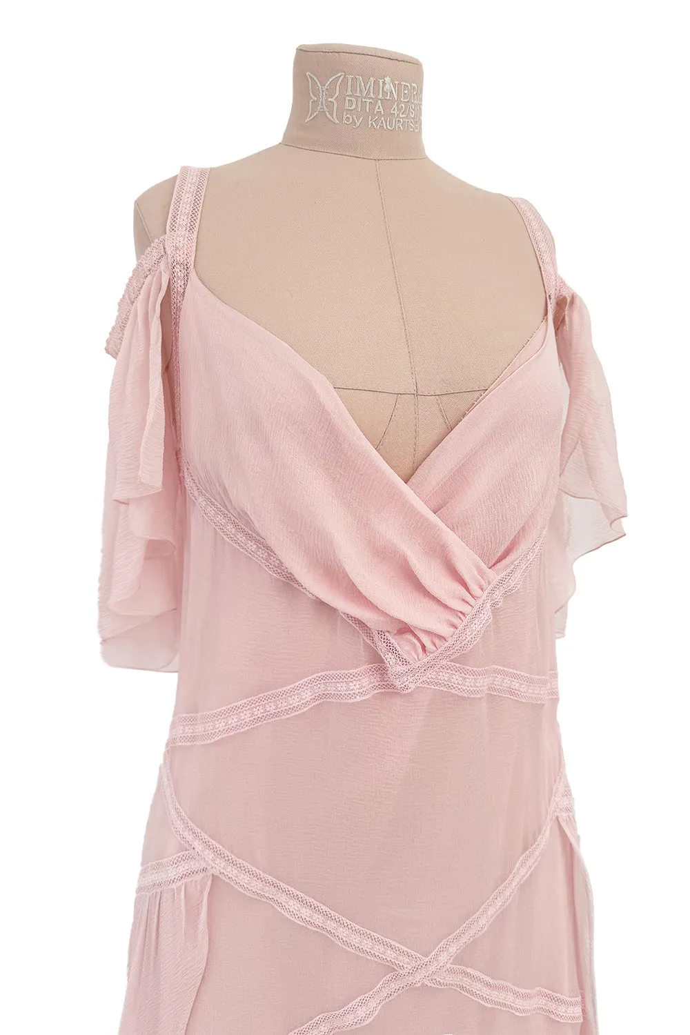 Spring 2005 Chanel by Karl Lagerfeld Runway Softest Pale Pink Floating Silk Chiffon Dress
