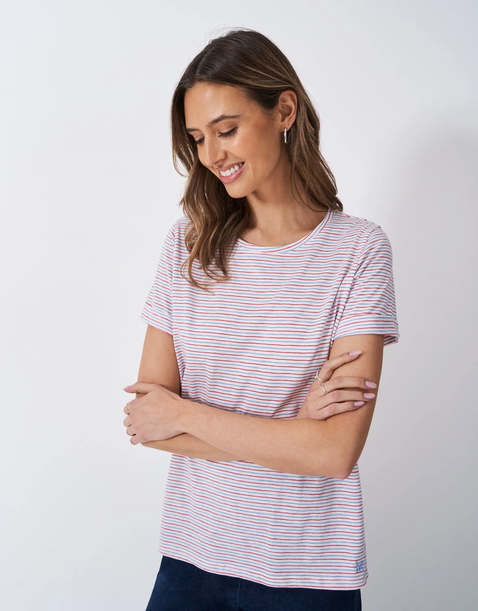 Stripe Crew Neck Slub T-Shirt