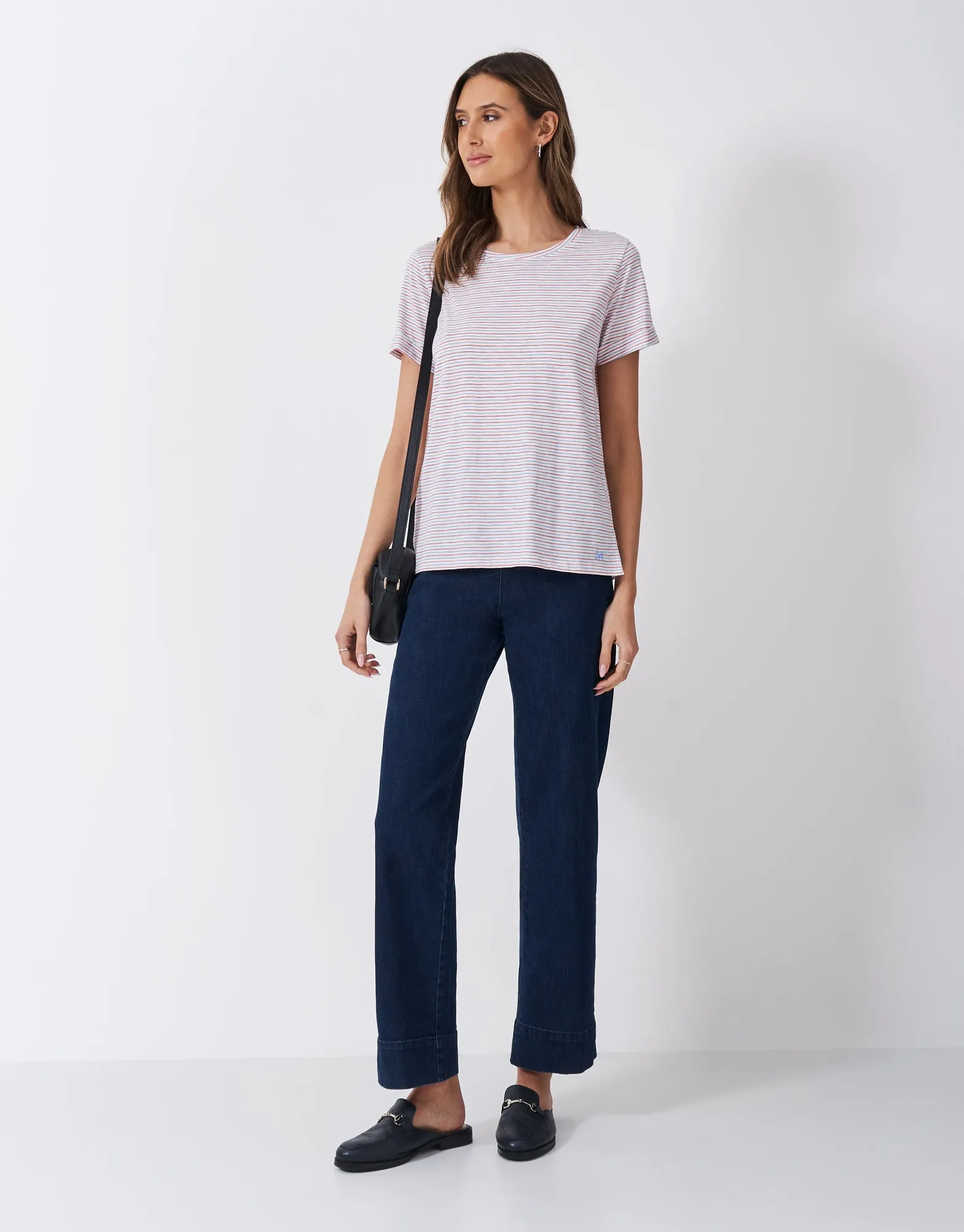 Stripe Crew Neck Slub T-Shirt