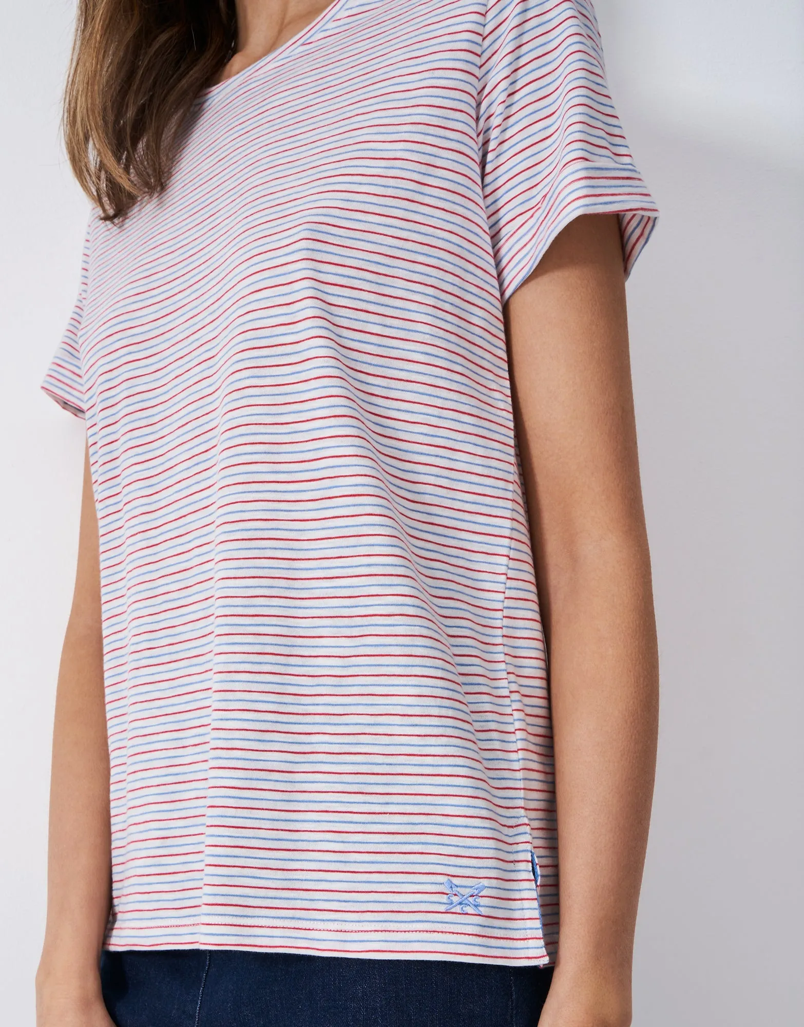 Stripe Crew Neck Slub T-Shirt