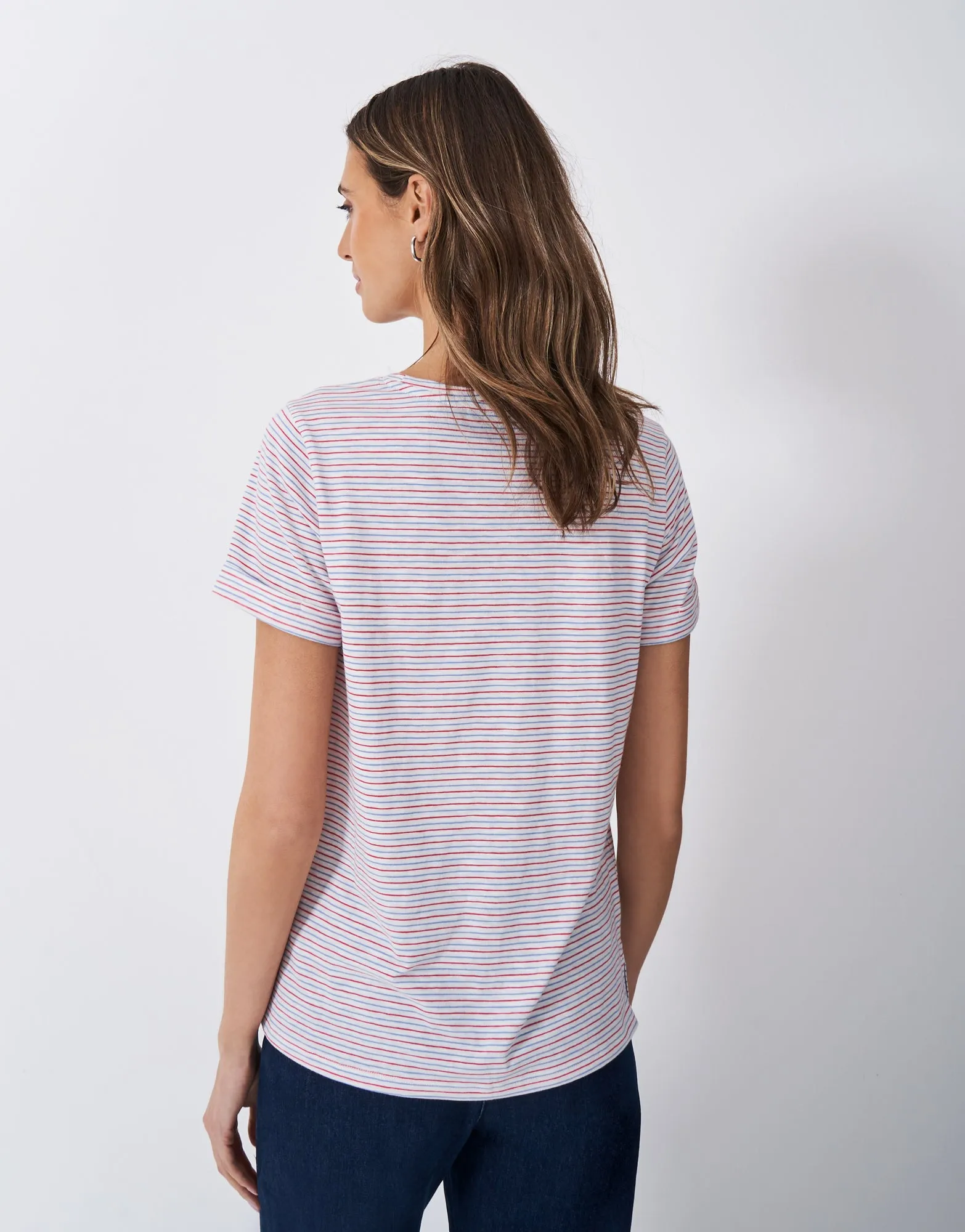 Stripe Crew Neck Slub T-Shirt