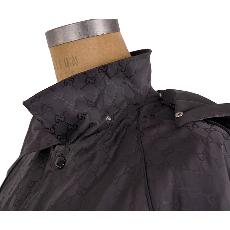 sz 54 NEW $1900 GUCCI Men's Black GG Jacquard WINDBREAKER JACKET Detachable HOO