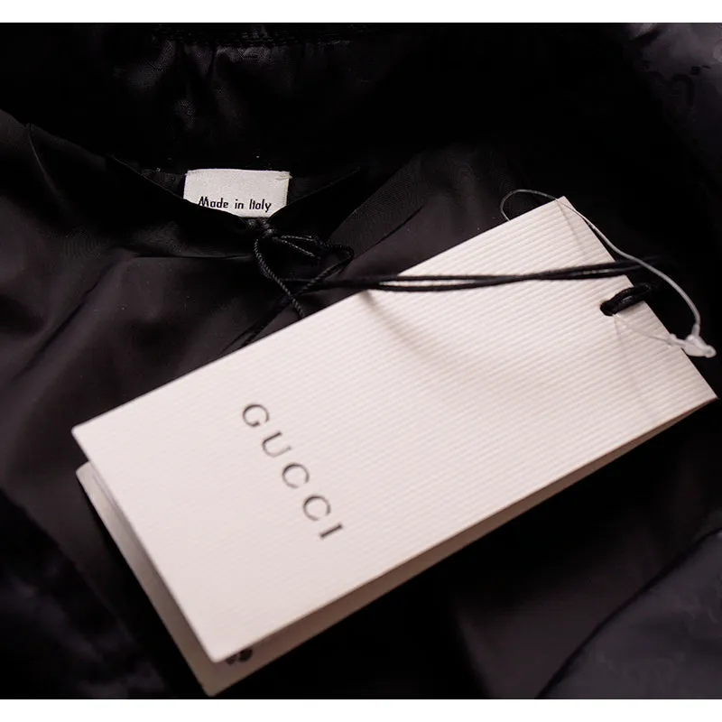 sz 54 NEW $1900 GUCCI Men's Black GG Jacquard WINDBREAKER JACKET Detachable HOO