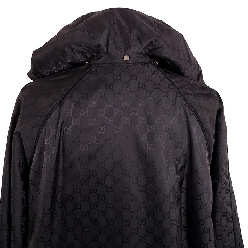 sz 54 NEW $1900 GUCCI Men's Black GG Jacquard WINDBREAKER JACKET Detachable HOO