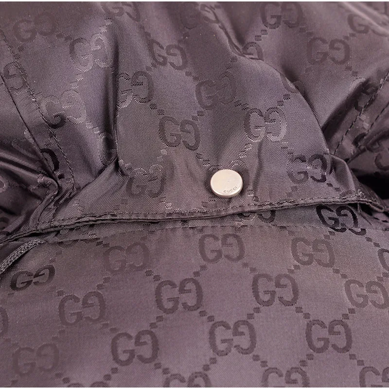 sz 54 NEW $1900 GUCCI Men's Black GG Jacquard WINDBREAKER JACKET Detachable HOO