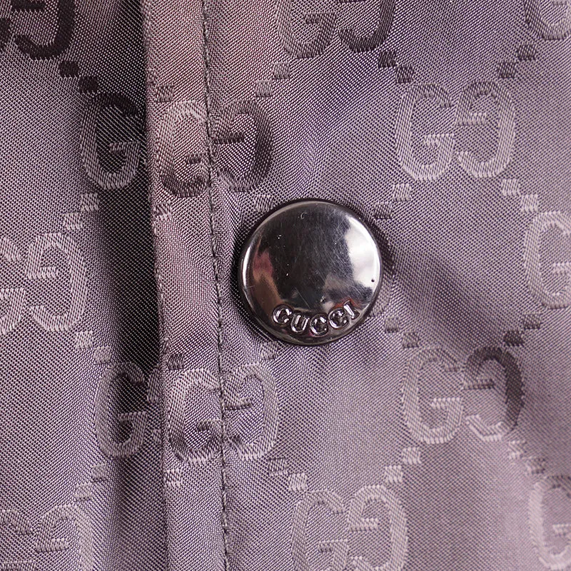 sz 54 NEW $1900 GUCCI Men's Black GG Jacquard WINDBREAKER JACKET Detachable HOO