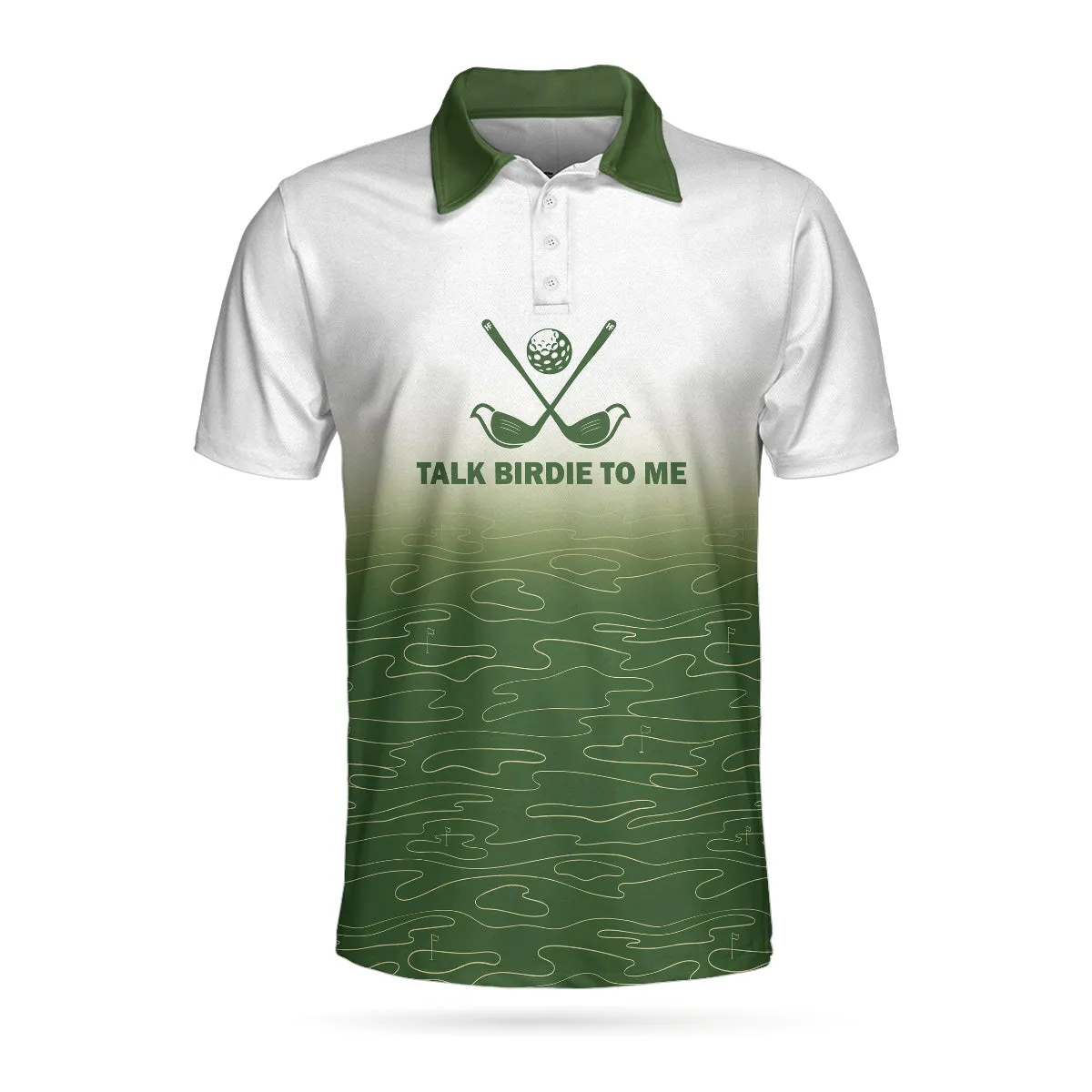 Talk Birdie To Me Golf Polo Shirt, White And Green Abstract Grass Pattern Golfing Polo Shirt, Best Golf Shirt For Men Coolspod