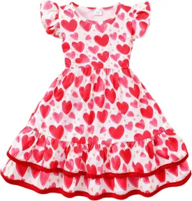 Toddler Little Girl Summer Dresses Kids Cute Casual Flutter Sleeve Tiered Smock Dress 2-7 Years