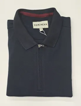 Tom Penn Half Zip Short Sleeve Polo Shirt TP-893 - Navy