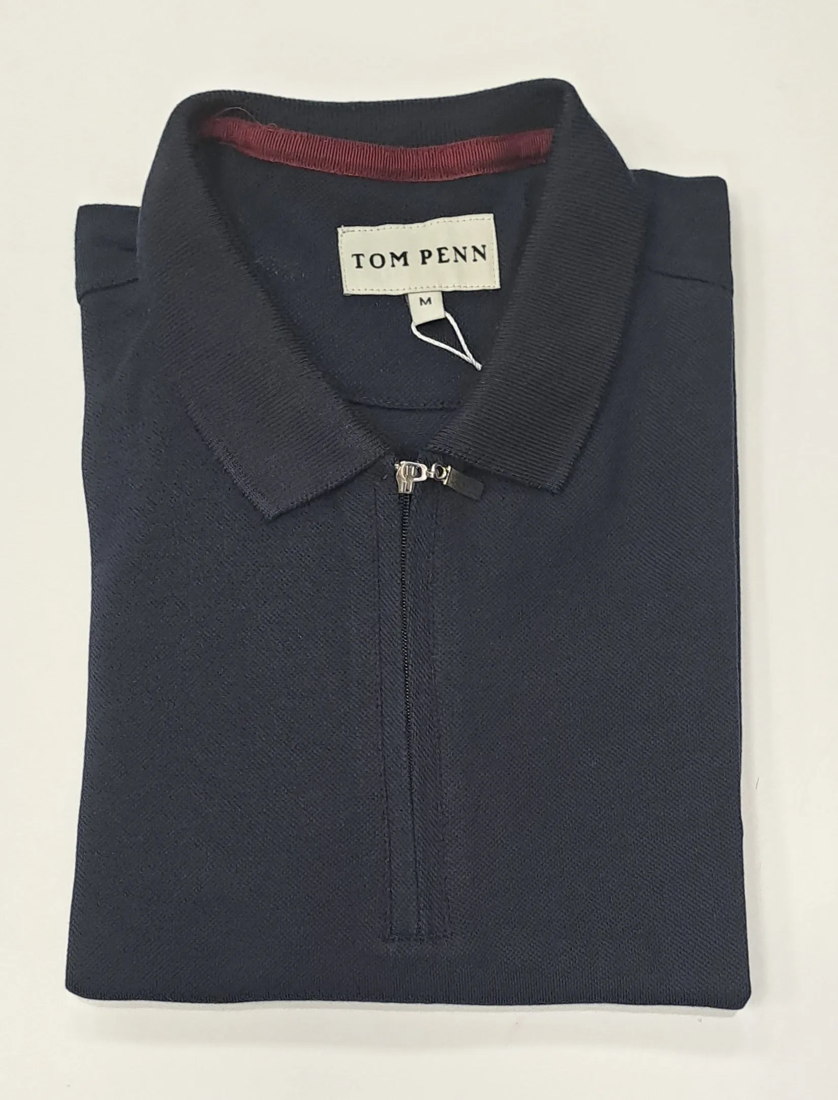 Tom Penn Half Zip Short Sleeve Polo Shirt TP-893 - Navy