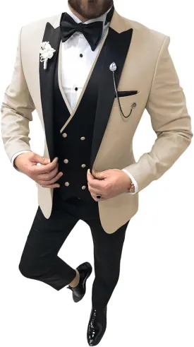 Tuxedo for Men 3 Piece Suit Slim Fit Tuxedo Suit Wedding Prom Suit Fashion Formal with Tie