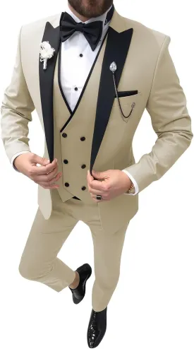 Tuxedo for Men 3 Piece Suit Slim Fit Tuxedo Suit Wedding Prom Suit Fashion Formal with Tie
