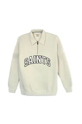 University beige half zipper sweatshirt