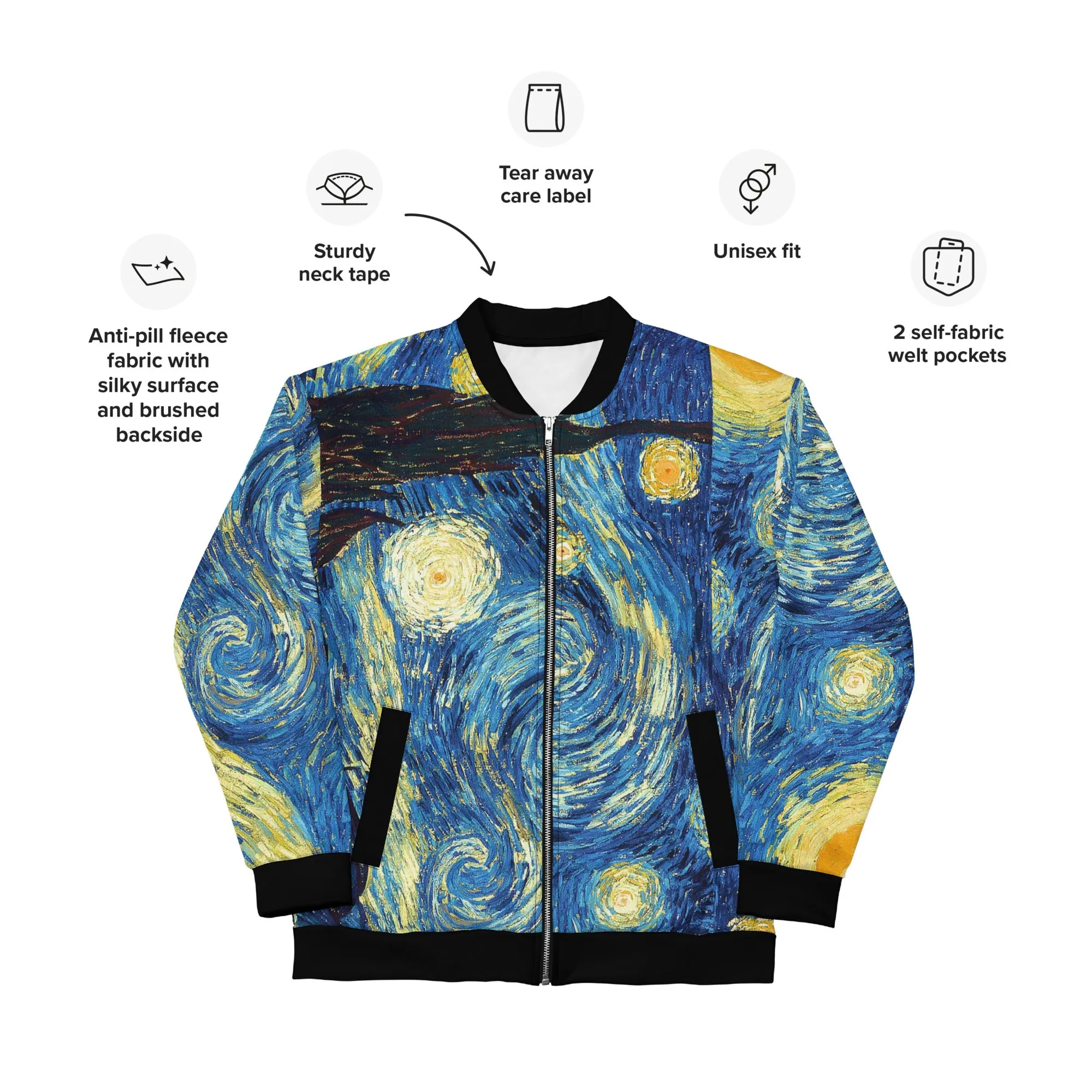Van Gogh Inspired Starry Night Bomber Jacket