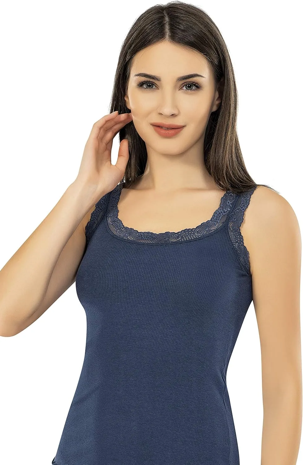 VAVONNE Lace Camisole Tank Tops for Women, Soft Stretch Ribbed Cotton Cami