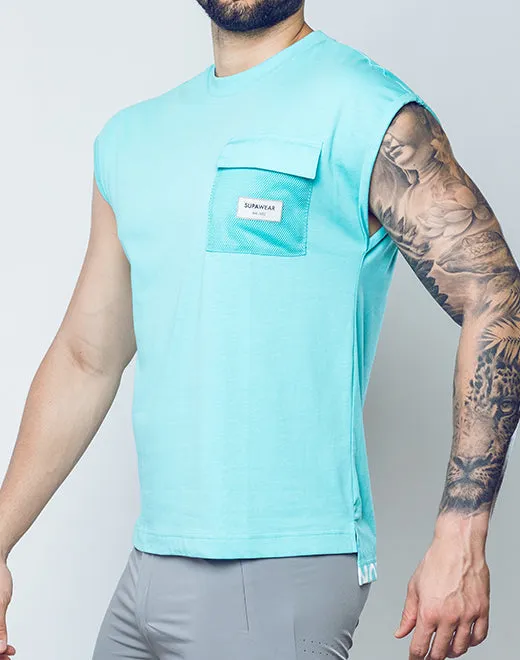 Wide-Cut Tank - Turquoise Blue