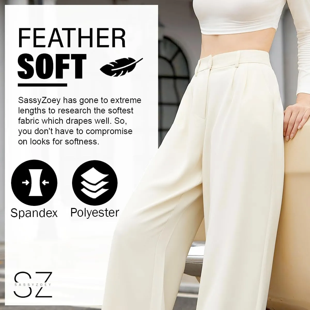 Wide Leg Pants | High Waisted Trousers with Pockets | Comfortable Work Pants | Business Casual Pants