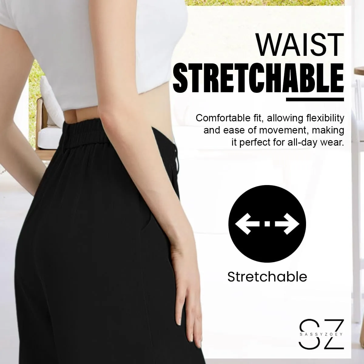 Wide Leg Pants | High Waisted Trousers with Pockets | Comfortable Work Pants | Business Casual Pants