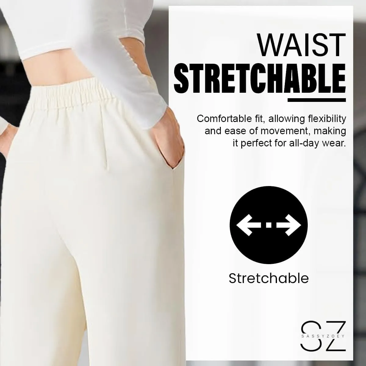 Wide Leg Pants | High Waisted Trousers with Pockets | Comfortable Work Pants | Business Casual Pants