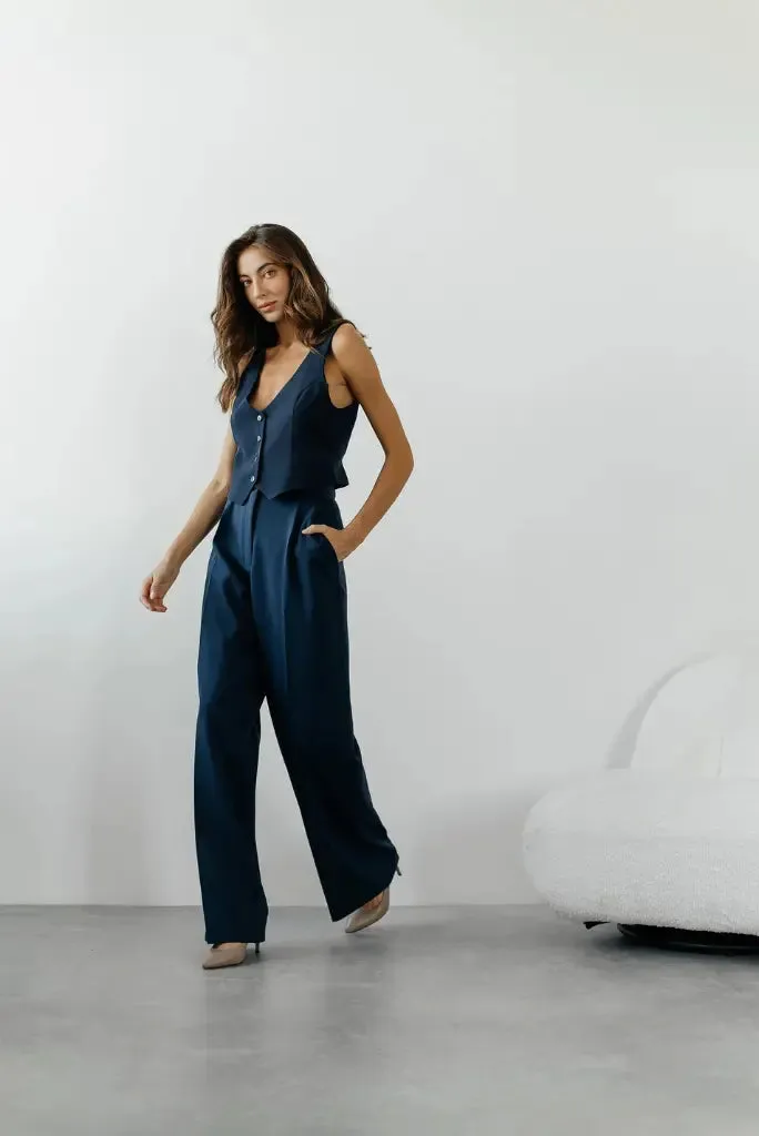 Women Navy Blue Double Breasted 3 Piece Suit For Office and Meetings, Classic Formal Outfit for Her