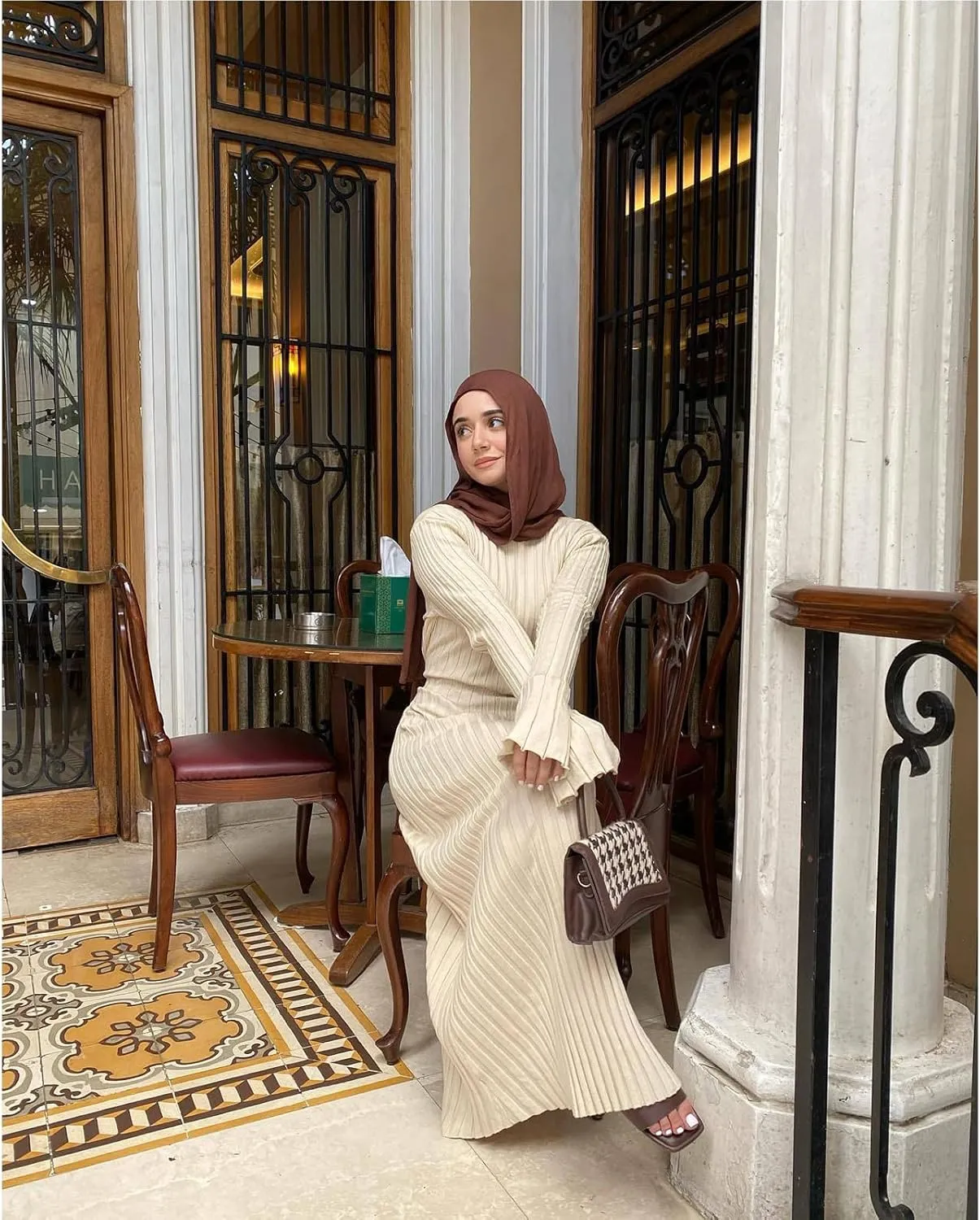 Women Sweater Dress Ribbed Long Sleeve Crewneck Knit Slim Fit Bodycon Dress Fall Maxi Long Dress